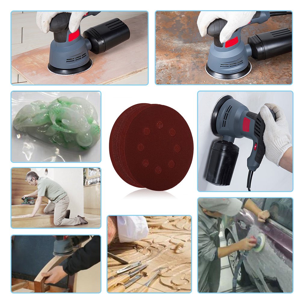 HIFROM 60-Piece 5-Inch 800 Grit Hook & Loop Sanding Discs Set - 8 Hole Design for Random Orbital Sanders & Grinders - Perfect for Woodworking, Metal Polishing & DIY Home Projects