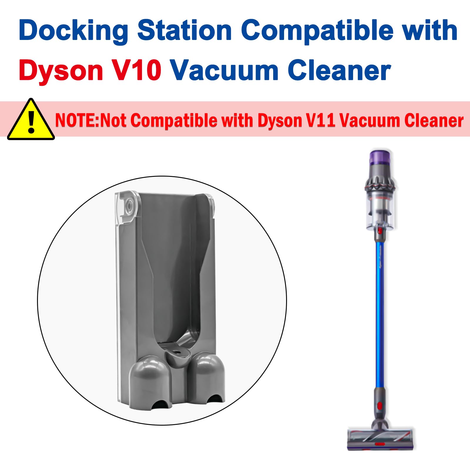Dyson V10 Vacuum Cleaner Wall Mount Dock - Universal Charging Station & Storage Bracket | Compatible with Dyson V10 Cordless Stick Vacuum (Not for V11) | Perfect for Garage, Closet & Mudroom Organization