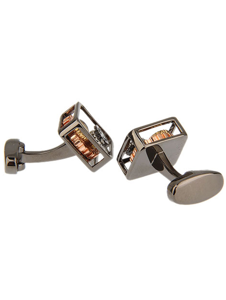 DÉCLIC Gear Square Cufflinks in Gunmetal Finish - Stylish Men's Dress Accessories for Weddings, Business & Formal Events