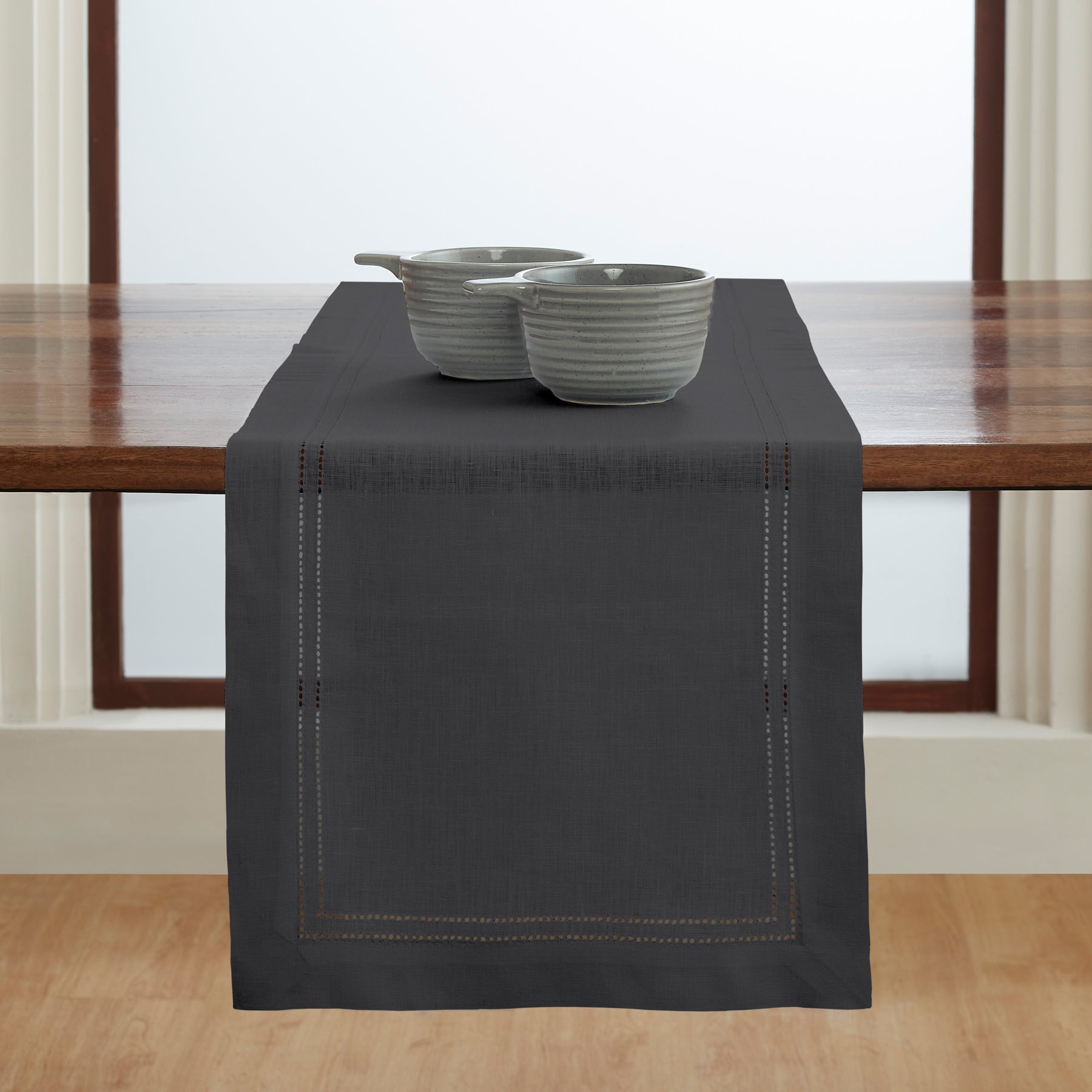 Premium Linen Double Hemstitch Table Runner - Elegant Dining Decor for Weddings, Parties & Home Decor