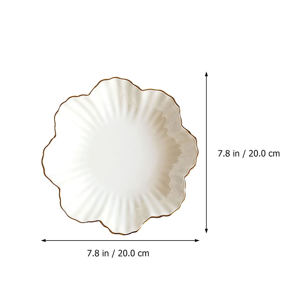 DOITOOL Ceramic Serving Plates - 6 Inch Flower Shape Appetizer Plates for Dessert, Salad, Pasta, Steak | Elegant White Snack Tray for Party, Wedding, Tea Time & Home Dining Decor