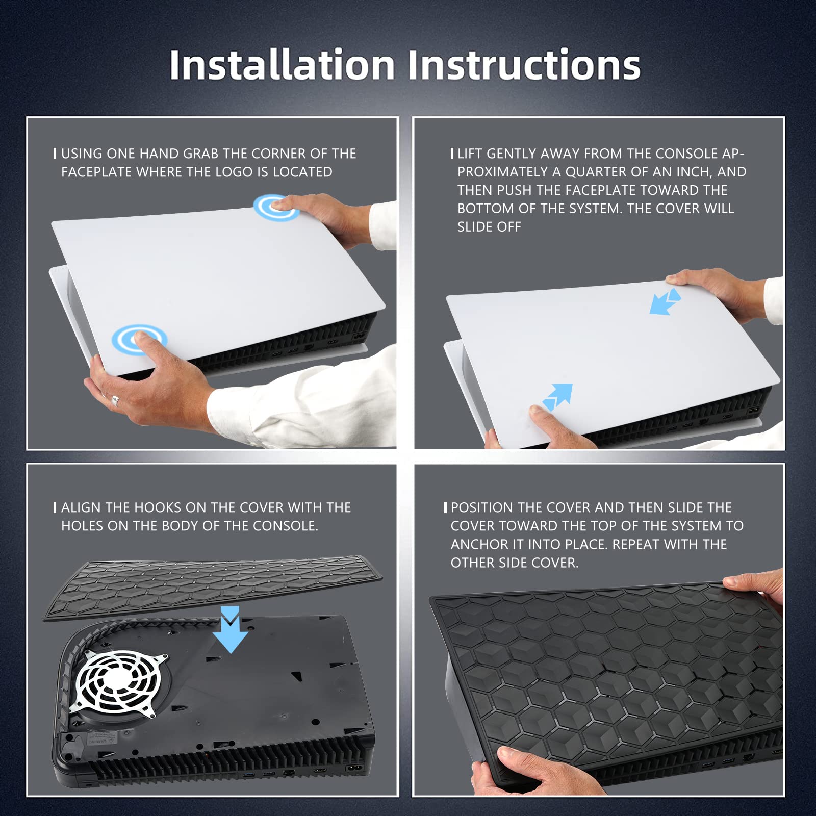 Geekria PS5 Console Cover - Scratchproof, Dustproof ABS Shell Case for Gaming Protection