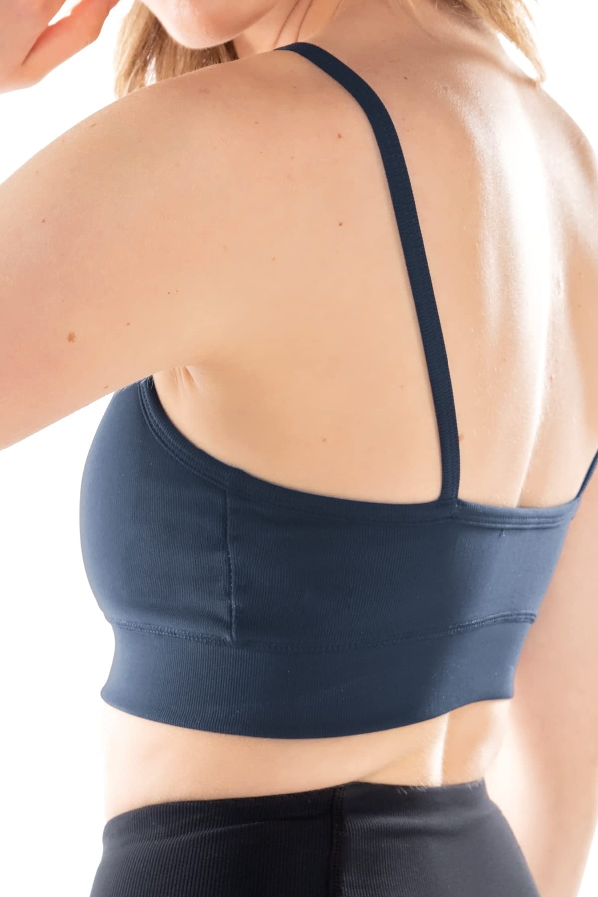 Kyodan Women's Ribbed Strappy Back Bless Bra - Comfortable Support for Yoga, Workouts & Everyday Wear