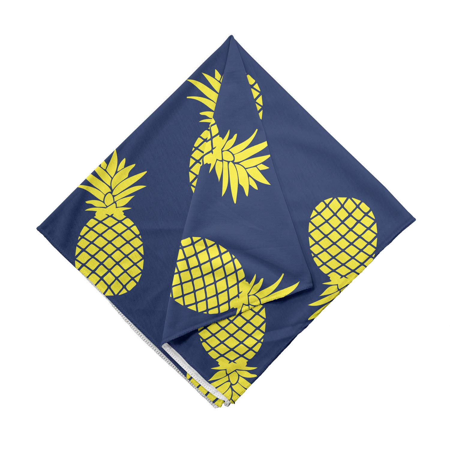 Ambesonne Unisex Bandana - Tropical Pineapple Print in Yellow & Night Blue - Stylish Headwear for Summer, Beach, Music Festivals & Outdoor Activities