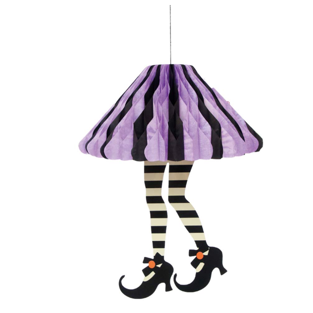 ULTNICE Halloween Witch Legs Hanging Decorations - Honeycomb Paper Fan Centerpieces for Indoor & Outdoor Halloween Party Supplies | Spooky Home & Yard Decor for Halloween Parties, Trick-or-Treating & Haunted House Themes