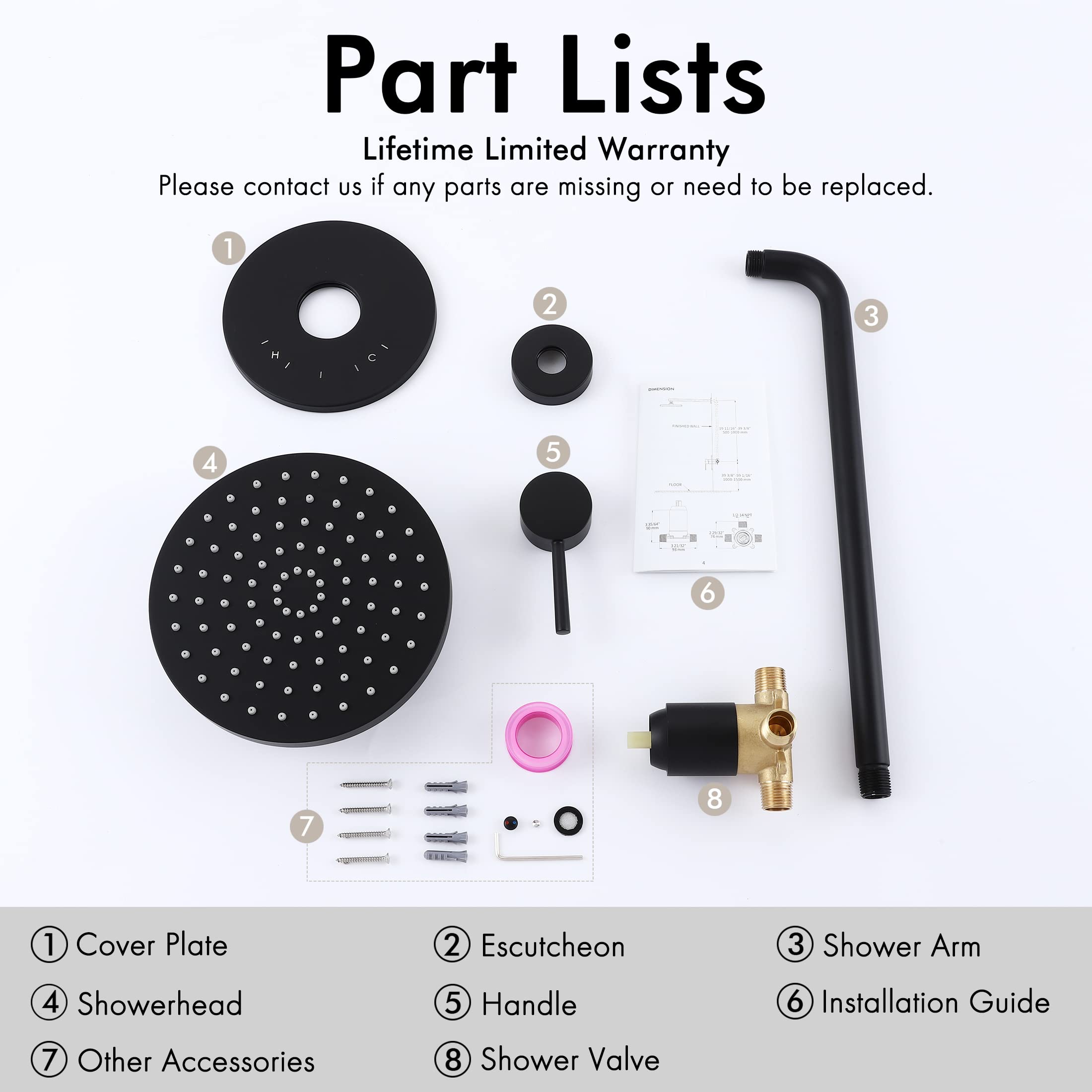 Premium KES Black Shower System - Complete Wall Mount Rain Shower Head with Pressure Balance Valve & Trim Kit (Model XB6202F18-BK) - Perfect for Modern Bathroom Renovations & Spa-Like Shower Experience