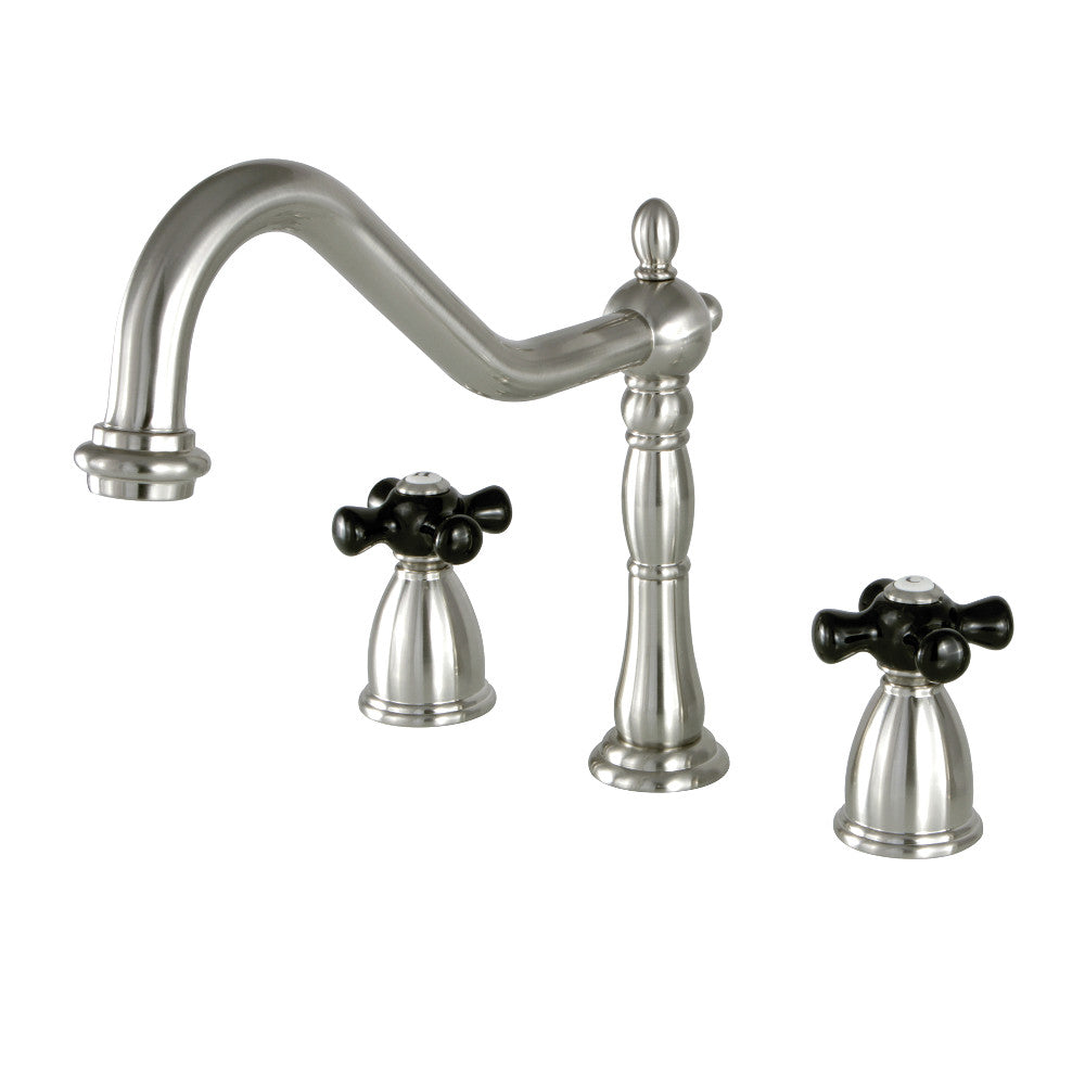Kingston Brass KB1795PKXLS Widespread Kitchen Faucet - Modern Pull-Down Sprayer, Oil Rubbed Bronze Finish for Farmhouse & Traditional Kitchens | Perfect for Cooking, Washing Dishes & Food Prep