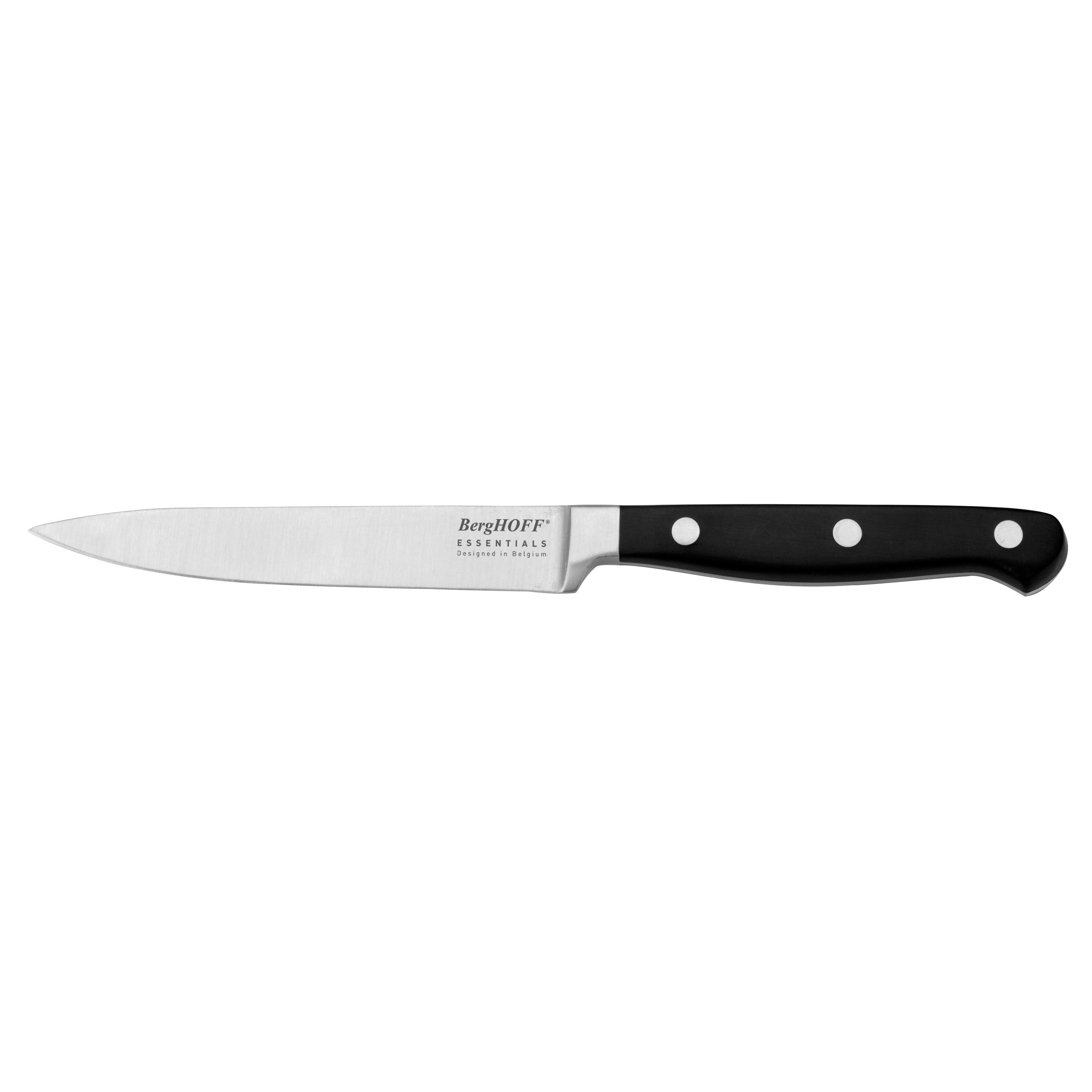 BergHOFF Essentials 4-Piece Triple Riveted Stainless Steel Cutlery Set - Peeling Knife, Utility Knife, Poultry Shears & Chef's Knife with Sharp Blades for Kitchen, Cooking & Food Prep