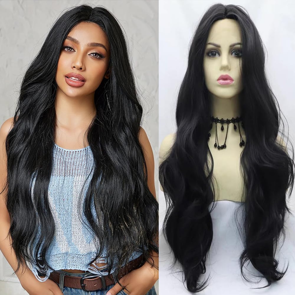 Xiweiya 13x3 Lace Front Wigs for Women - Black Body Wave 24