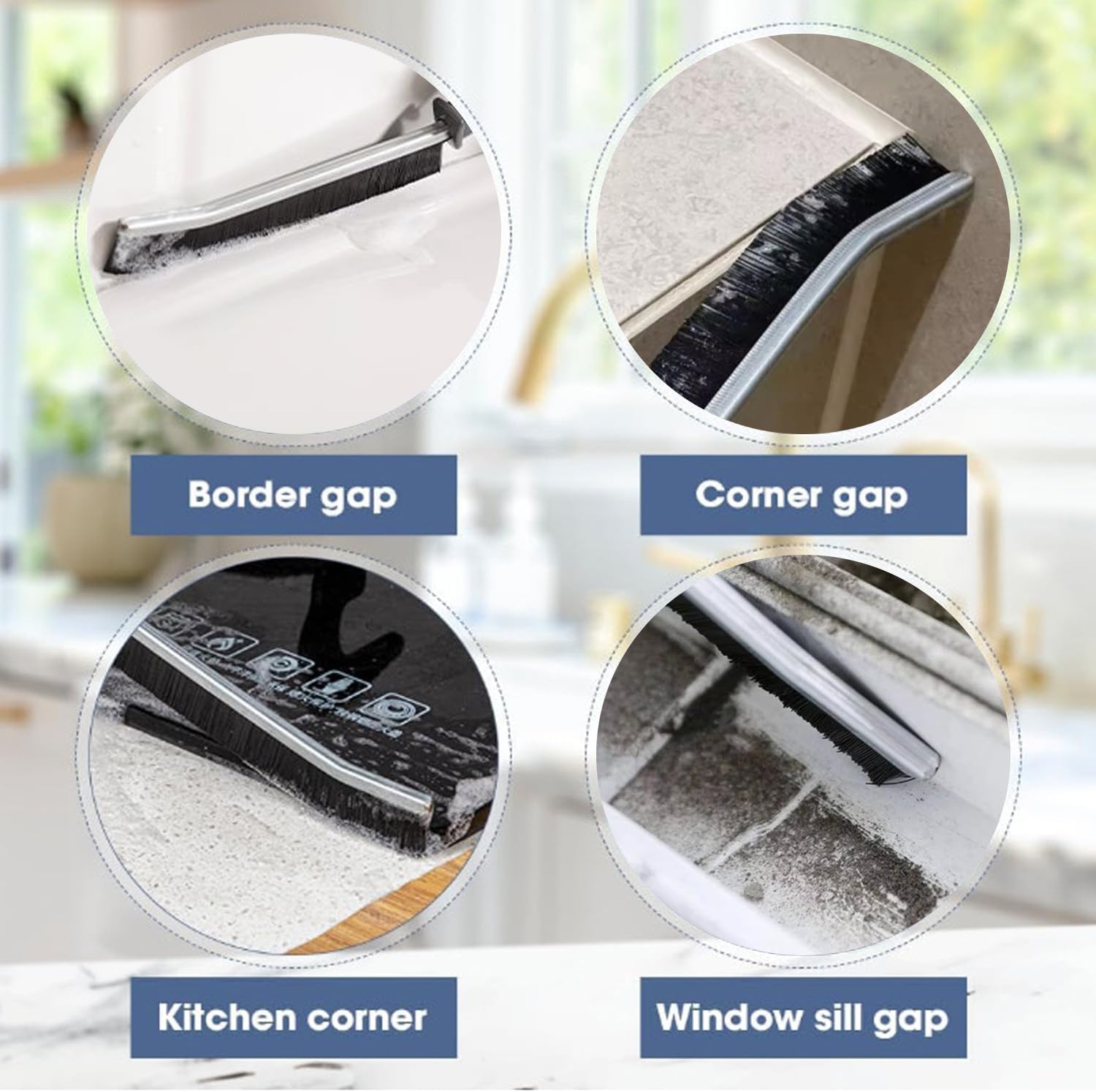 3-Piece Crevice Cleaning Brush Set - Heavy Duty Scrub Brushes with Hard Bristles for Deep Cleaning Bathroom Tiles, Toilets, Kitchen & Window Grooves - Perfect for Home, Apartment and RV Cleaning Tasks