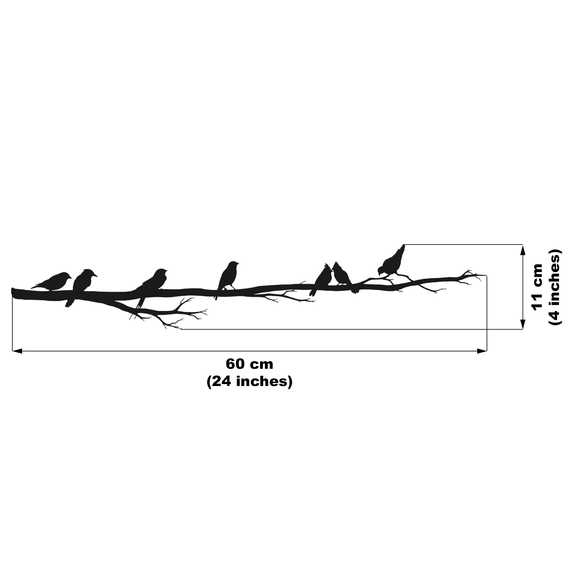 Modern Metal Wall Art Decor - 60x11 cm Black Birds Wall Hanging for Living Room & Bedroom - Unique Home Decoration Gift Idea for Housewarming & Interior Design
