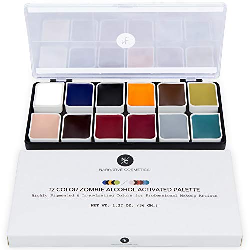 Narrative Cosmetics Alcohol Activated Zombie FX Makeup Palette - Professional Halloween Special Effects Makeup Kit for Zombie, Horror & Costume Transformations