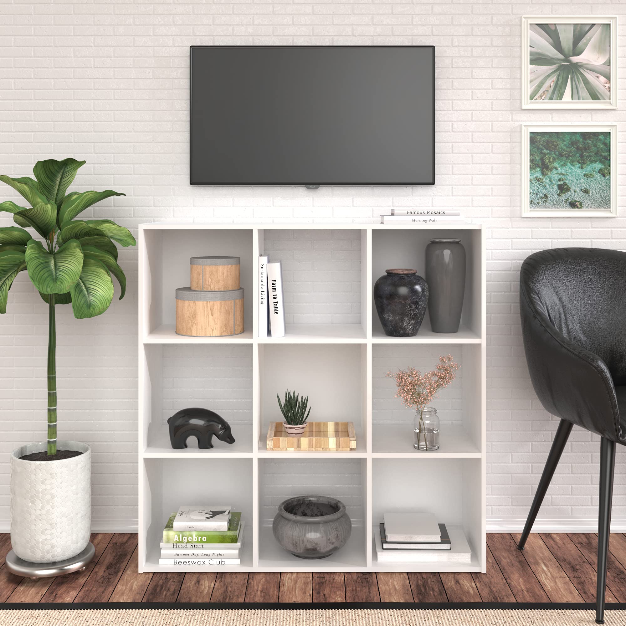 ClosetMaid 9-Cube Stackable Bookcase Shelf Organizer - White Laminated Wood Storage for Home & Office | Perfect for Books, Toys, and Display Decor
