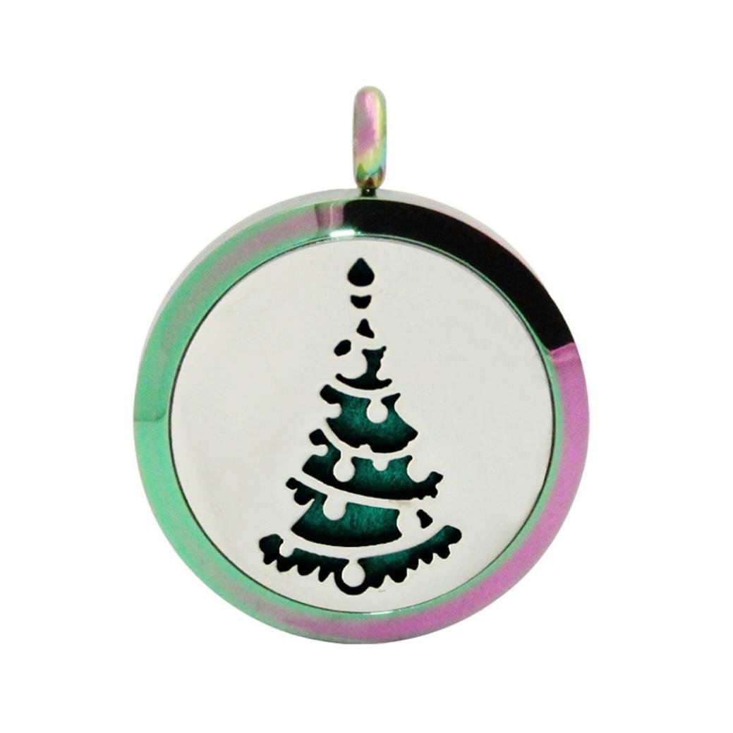 Aromatherapy Necklace for Essential Oils - Christmas Tree Locket Diffuser Pendant for Stress Relief & Relaxation | Perfect for Yoga, Meditation & Holiday Gifts