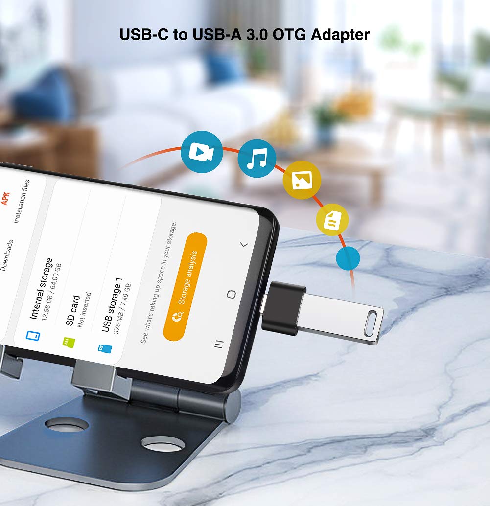 USB C to USB A Adapter 2 Pack - USB Type C to USB 3.0 OTG Adapter for MacBook Pro/Air, Galaxy S9/S8/Tab S3, Dell XPS & All USB-C Devices - Perfect for Data Transfer, Charging & Connecting Peripherals