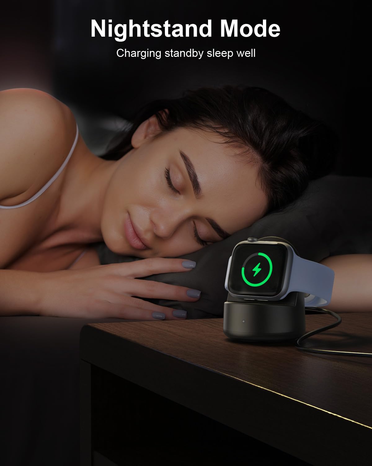 Upgraded Magnetic Wireless Charger Stand for Apple Watch Series Ultra/SE/9/8/7/6/5/4/3/2/1 - Portable USB-C Charging Dock with Fast Charging - Perfect for Nightstand, Office Desk & Travel (Black)