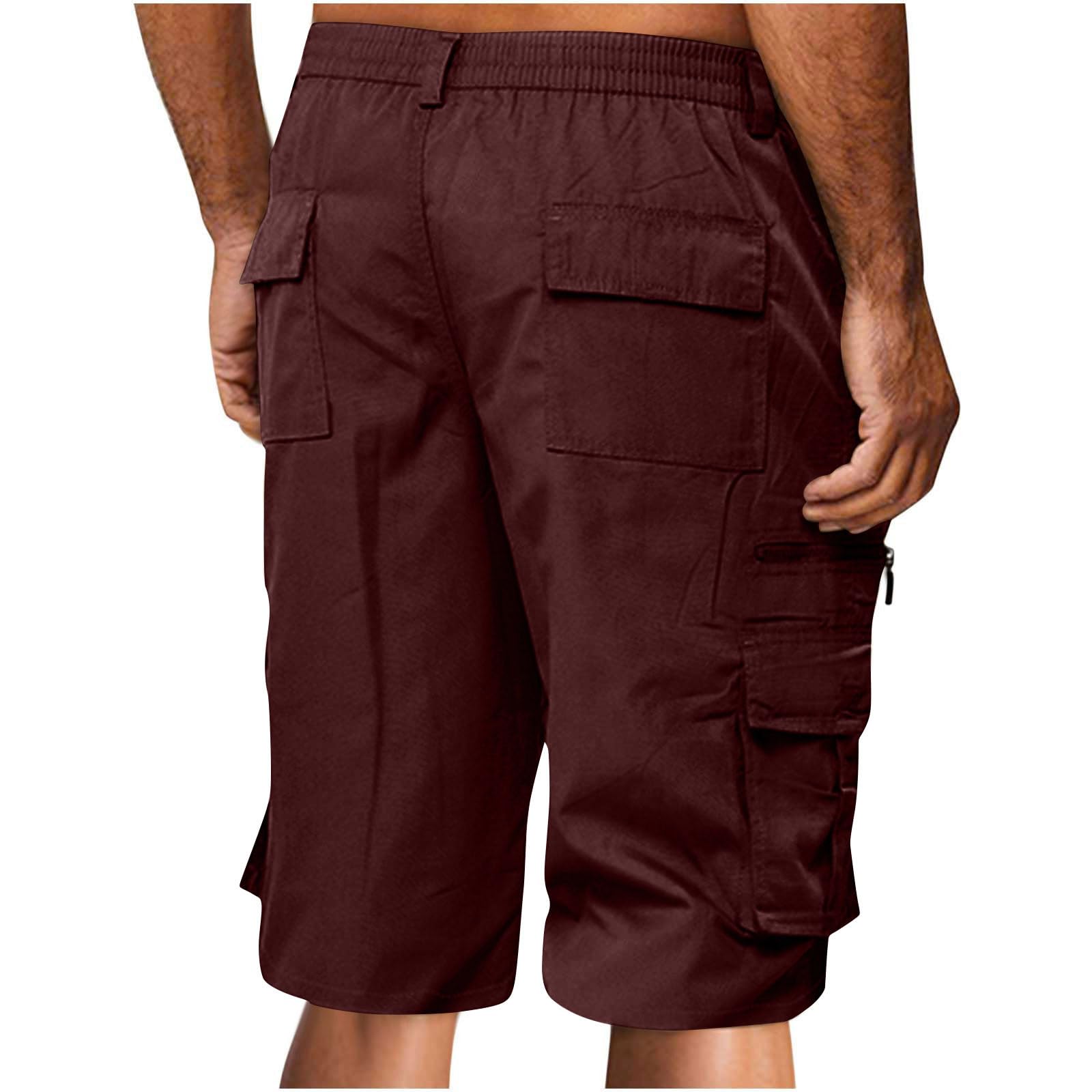 **Men's Lightweight Cargo Shorts with Elastic Waist & Multiple Pockets – Big & Tall Summer Work Shorts for Outdoor, Hiking & Casual Wear**