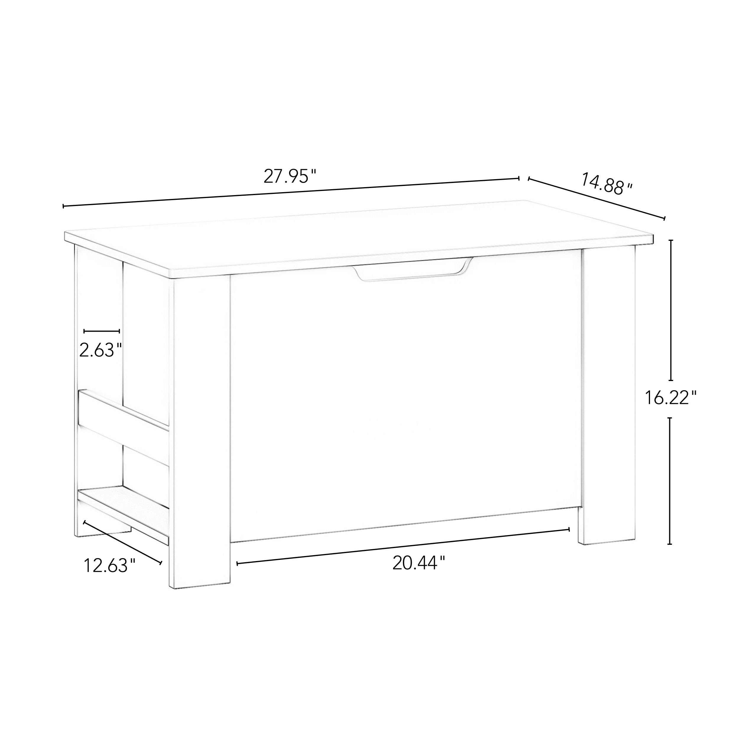 RiverRidge Kids Book Nook Toy Storage Organizer - Modern White Toy Box with Side Bookracks & 2 Floating Bookshelves (10