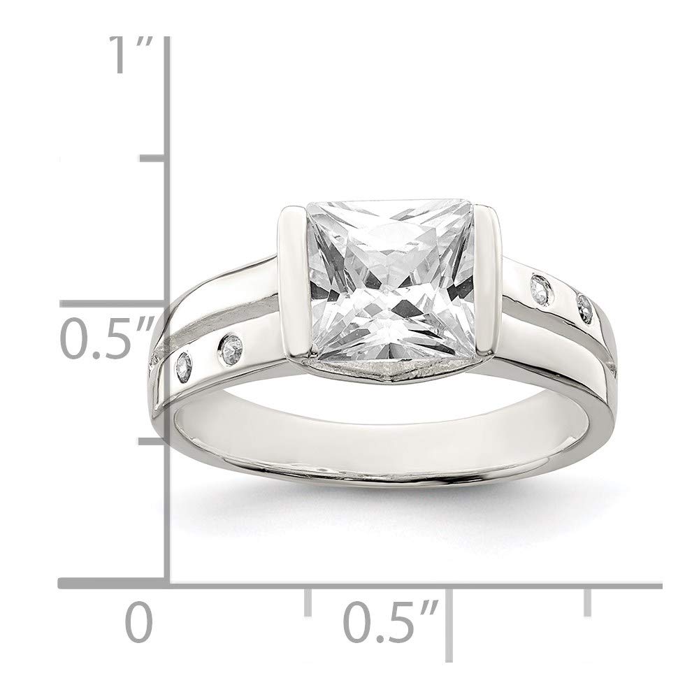 925 Sterling Silver Square Cubic Zirconia Ring for Women - Elegant Fine Jewelry Gift for Her - Perfect for Anniversaries, Birthdays & Special Occasions