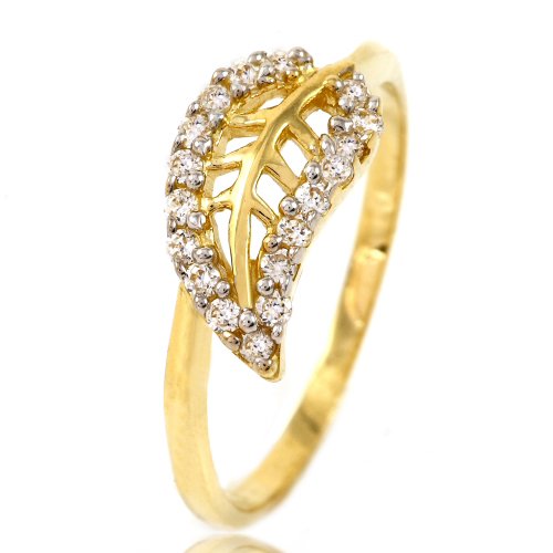 14K Yellow Gold Leaf Rings for Women - Dainty Stackable Nature-Inspired Jewelry - Perfect for Everyday Wear, Gifts & Boho Style