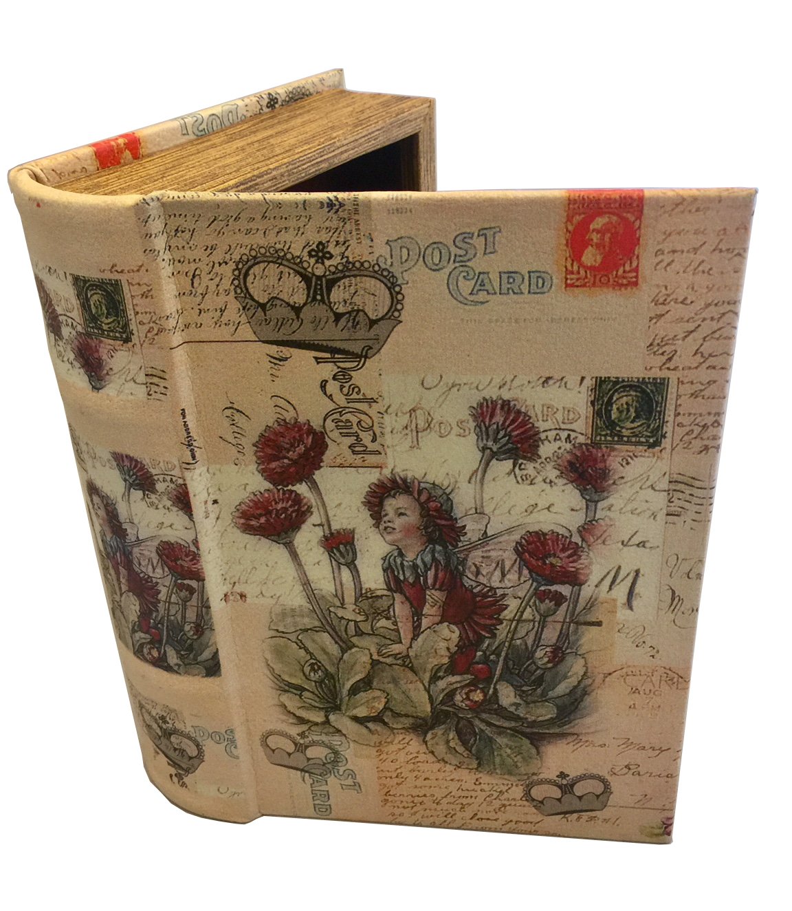 Fairy in Flowers Decorative Book Box - Handmade Leather-Covered Wooden Jewelry Storage Box for Girls, Keepsake & Gift Idea - Perfect for Jewelry Organization, Home Decor, and Fairy-Themed Collections