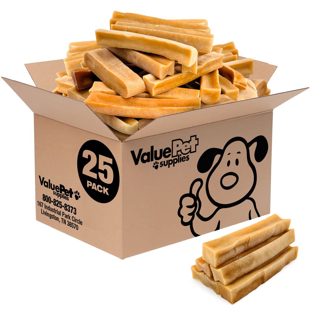 Premium Himalayan Yak Cheese Dog Chews - Large 25ct Bulk Pack for Aggressive Chewers | All-Natural, Healthy & Safe Long-Lasting Treats | Low Odor Nepal Yak Milk Chews for Training, Teething & Dental Health