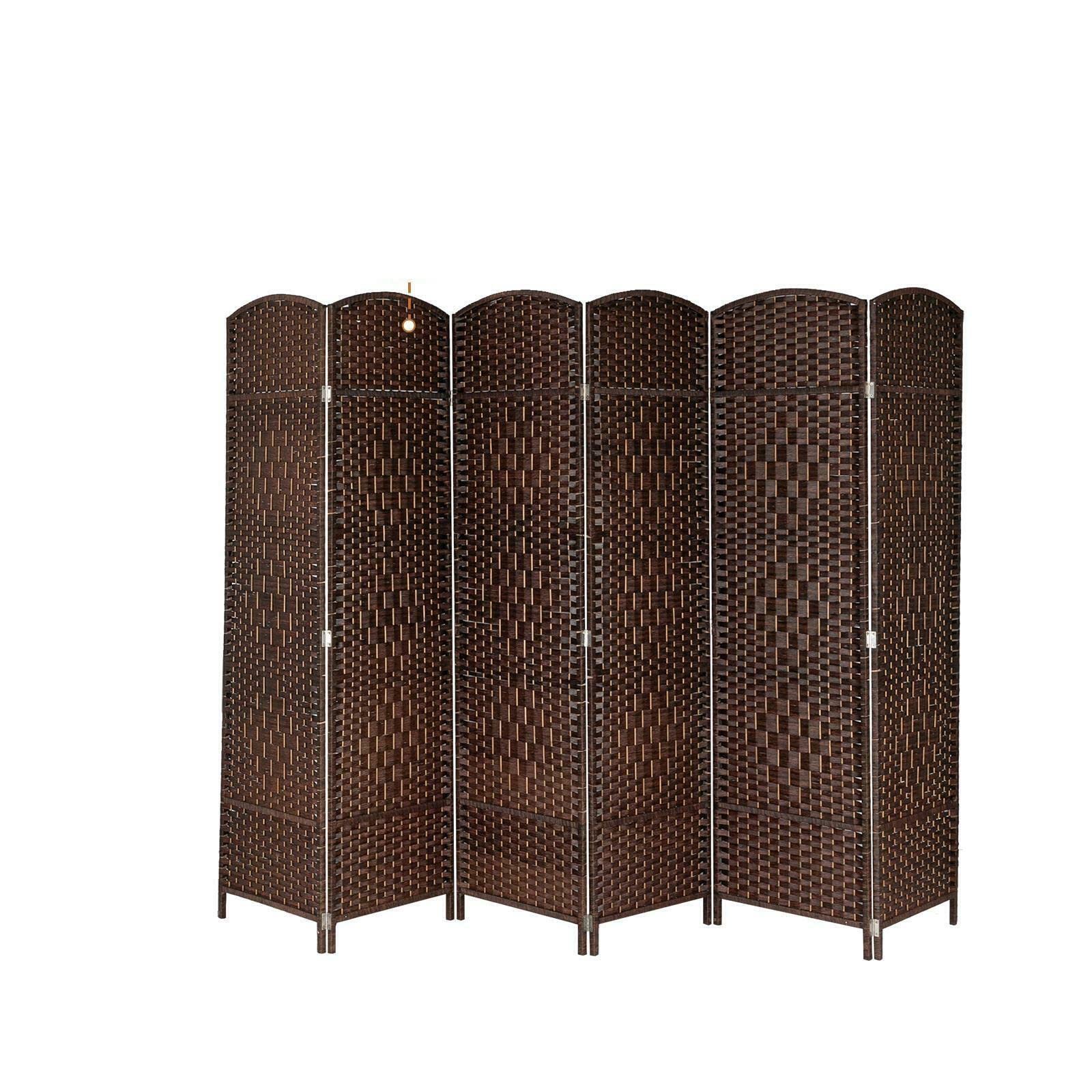 6-Panel Folding Room Divider - Brown Mikalo Wooden Partition Screen for Home & Office | Space Separator for Bedroom, Living Room, Studio, and Event Decor