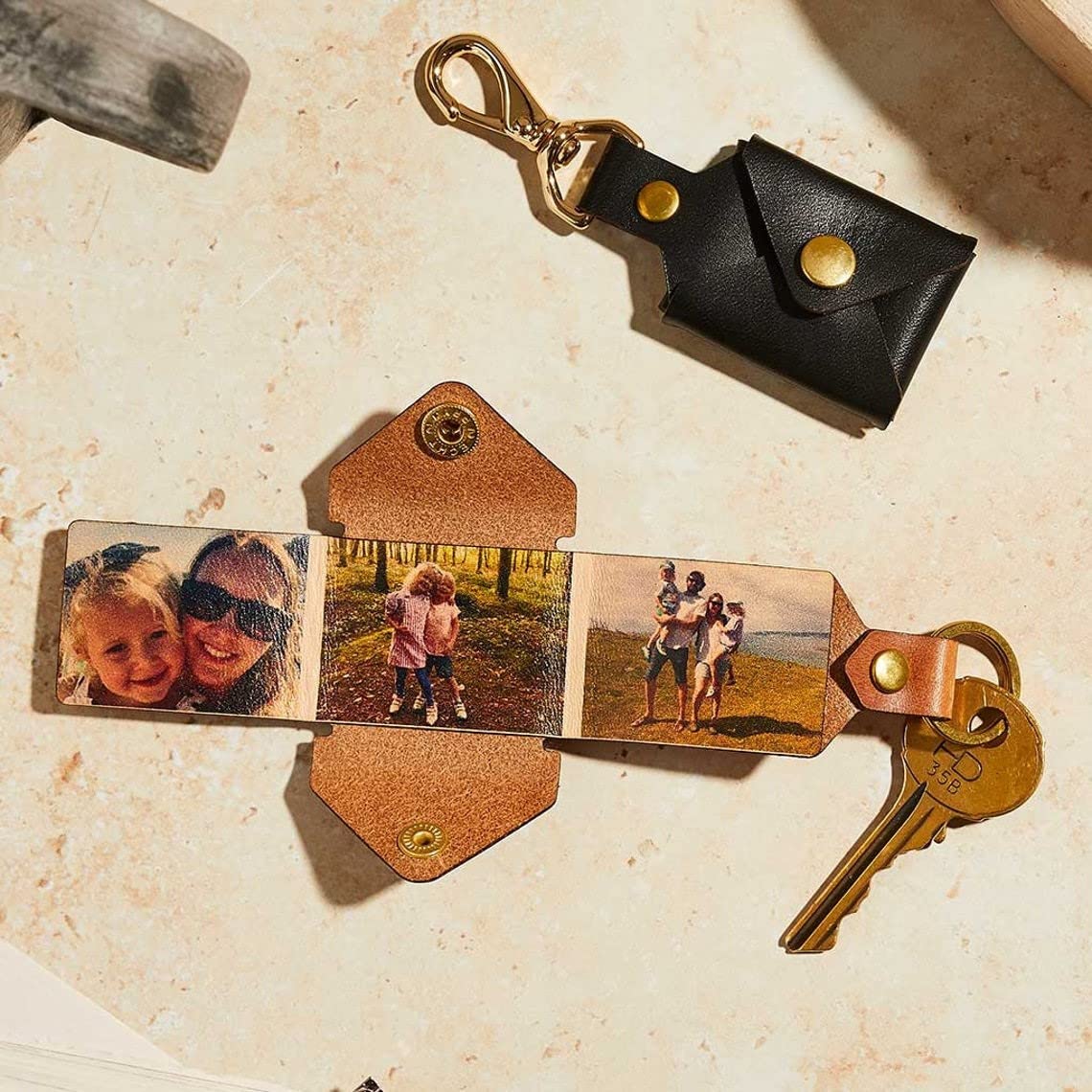 Personalized Leather Keychain with Custom Photo & Name Engraving - Handmade Gift for Women & Men - Perfect for Birthdays, Anniversaries & Special Occasions
