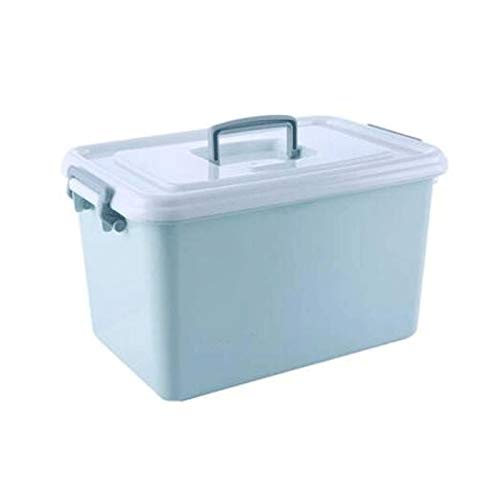 WOCOYO Plastic Storage Box with Attached Lid - Organizer Container for Toys, Clothes, Snacks, Home & Office Organization (Blue/Gray/Pink, 3 Sizes: S/M/L) - Perfect for Closet, Pantry, Kids Room & Travel Storage