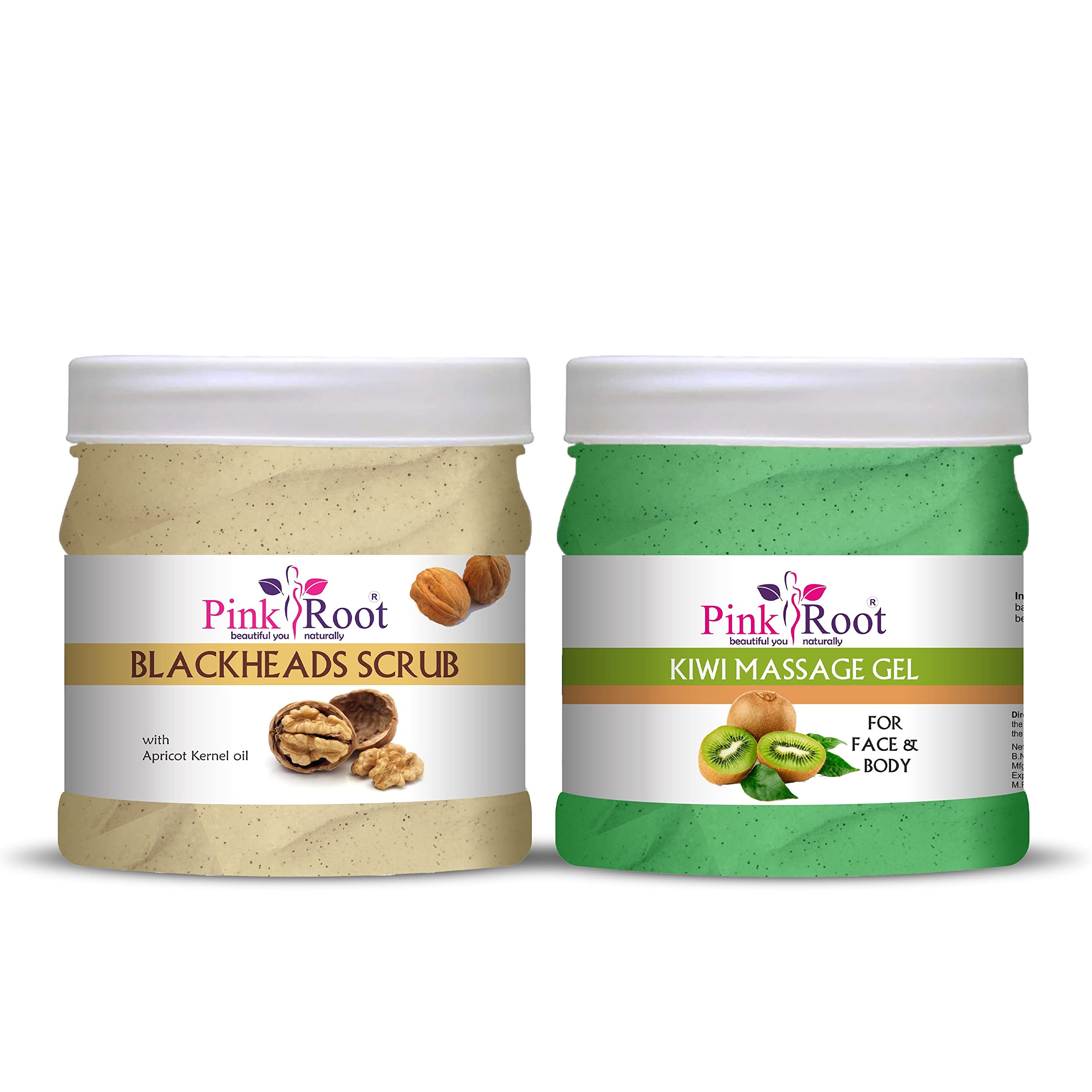 Pink Root Kiwi Massage Gel & Blackhead Scrub 500ml - Deep Cleansing Facial Treatment for Acne & Pores - Perfect for Spa Day & Skincare Routine