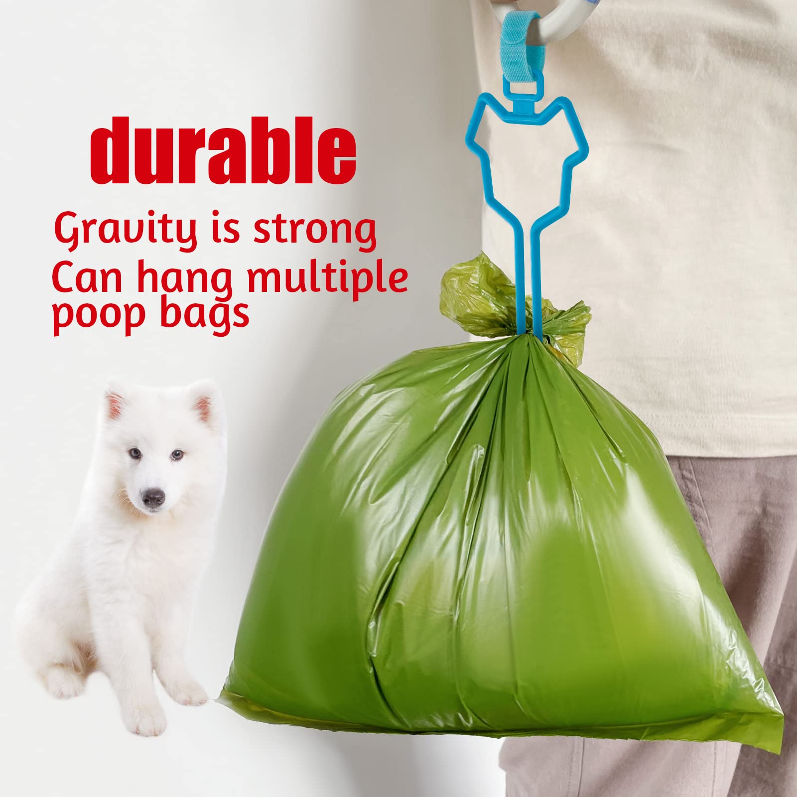 5-Pack Dog Poop Bag Dispenser with Velcro Strap - Hands-Free Leash Attachment for Waste Bags - Fits All Dog Leashes (Light Blue) - Perfect for Walking, Hiking & Park Cleanup