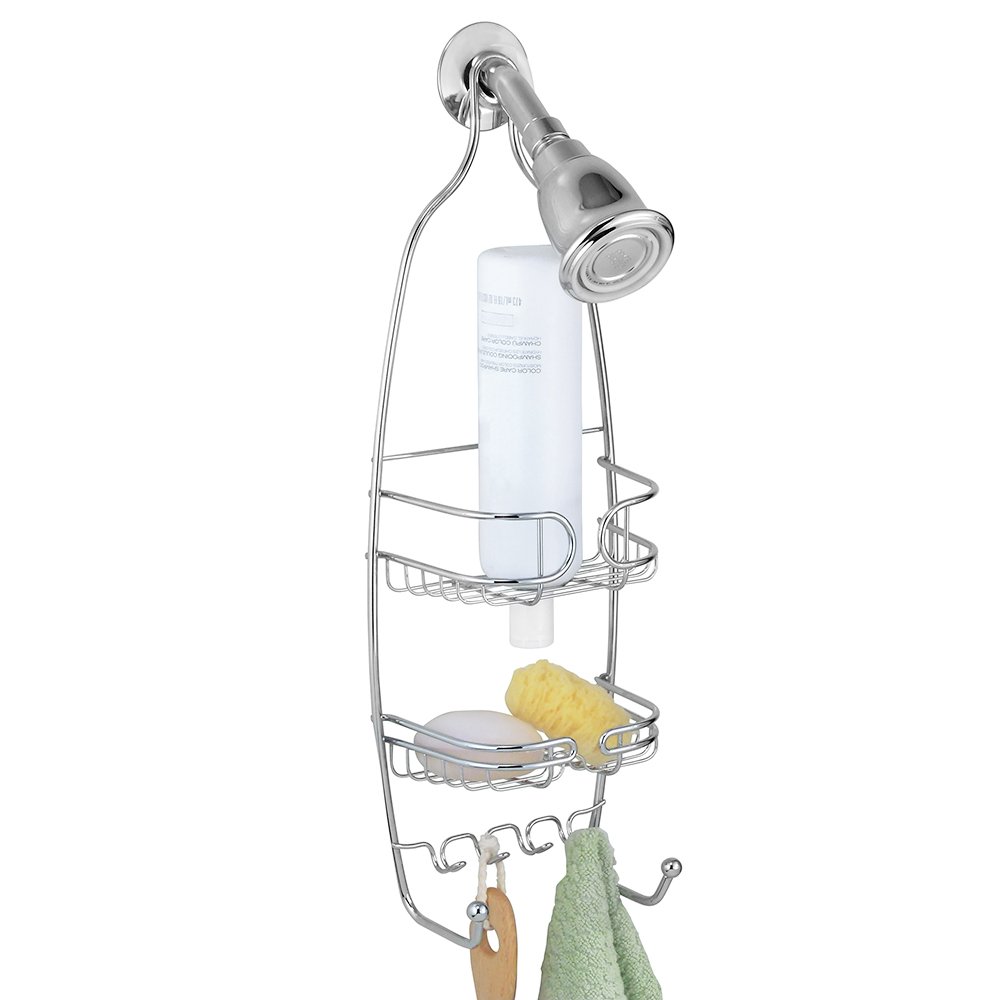 iDesign InterDesign Chrome Shower Caddy - Small Bathroom Organizer for Shampoo, Soap & Toiletries | Perfect for Showers, Bathtubs & Dorm Rooms