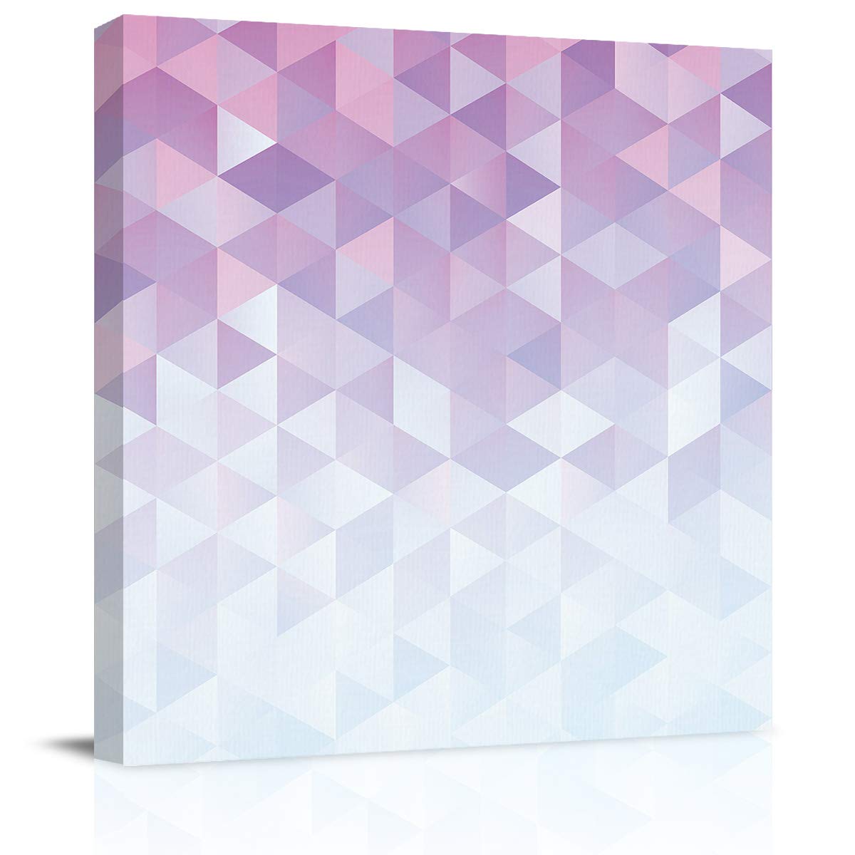 Modern Geometric Canvas Wall Art - Ombre Purple Mosaic Triangle Pattern Painting for Bedroom & Living Room Decor | 28x28 Inch Contemporary Abstract Artwork | Perfect for Home, Office & Gift Giving