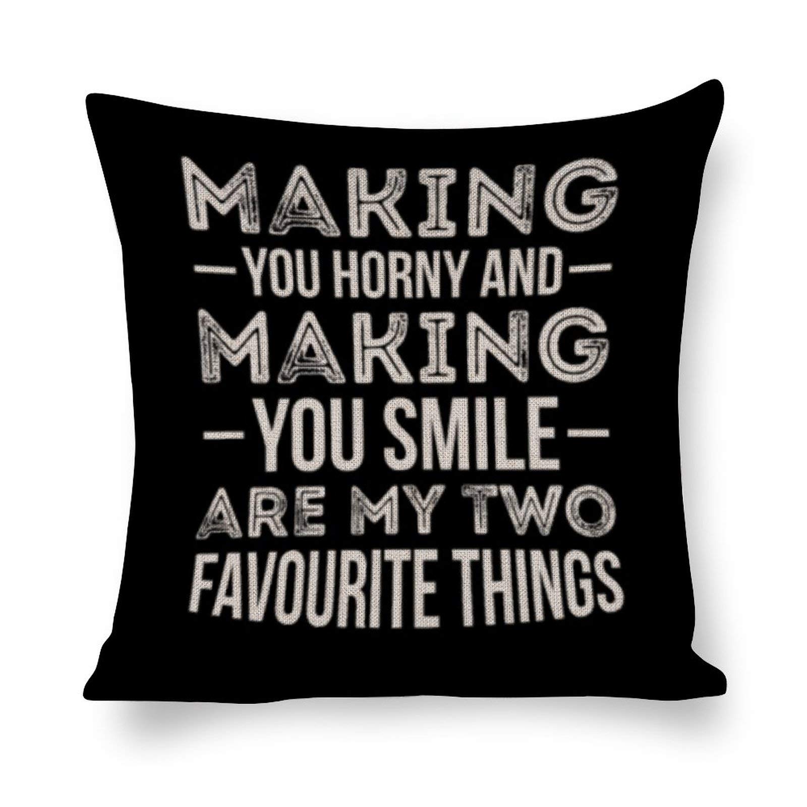 Funny Adult Quote Printed Square Pillow Cover - Invisible Zipper, Dirty Humor Couch Decor for Living Room & Bedroom