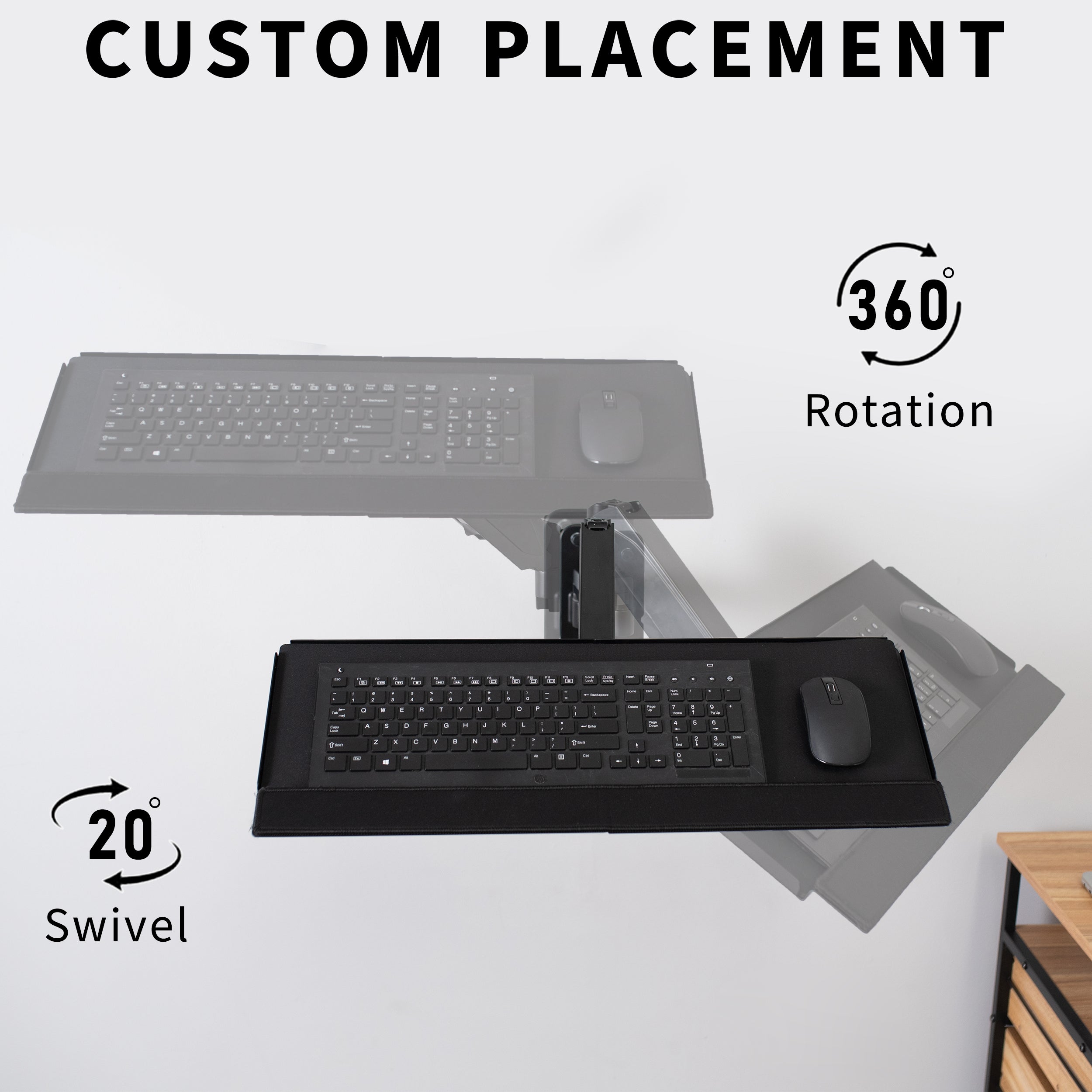 Adjustable Single Monitor Wall Mount for 17 to 32 Inch Screens with Keyboard Tray - Space Saving VESA Compatible Desk Solution for Home Office, Gaming & Workstation Setup