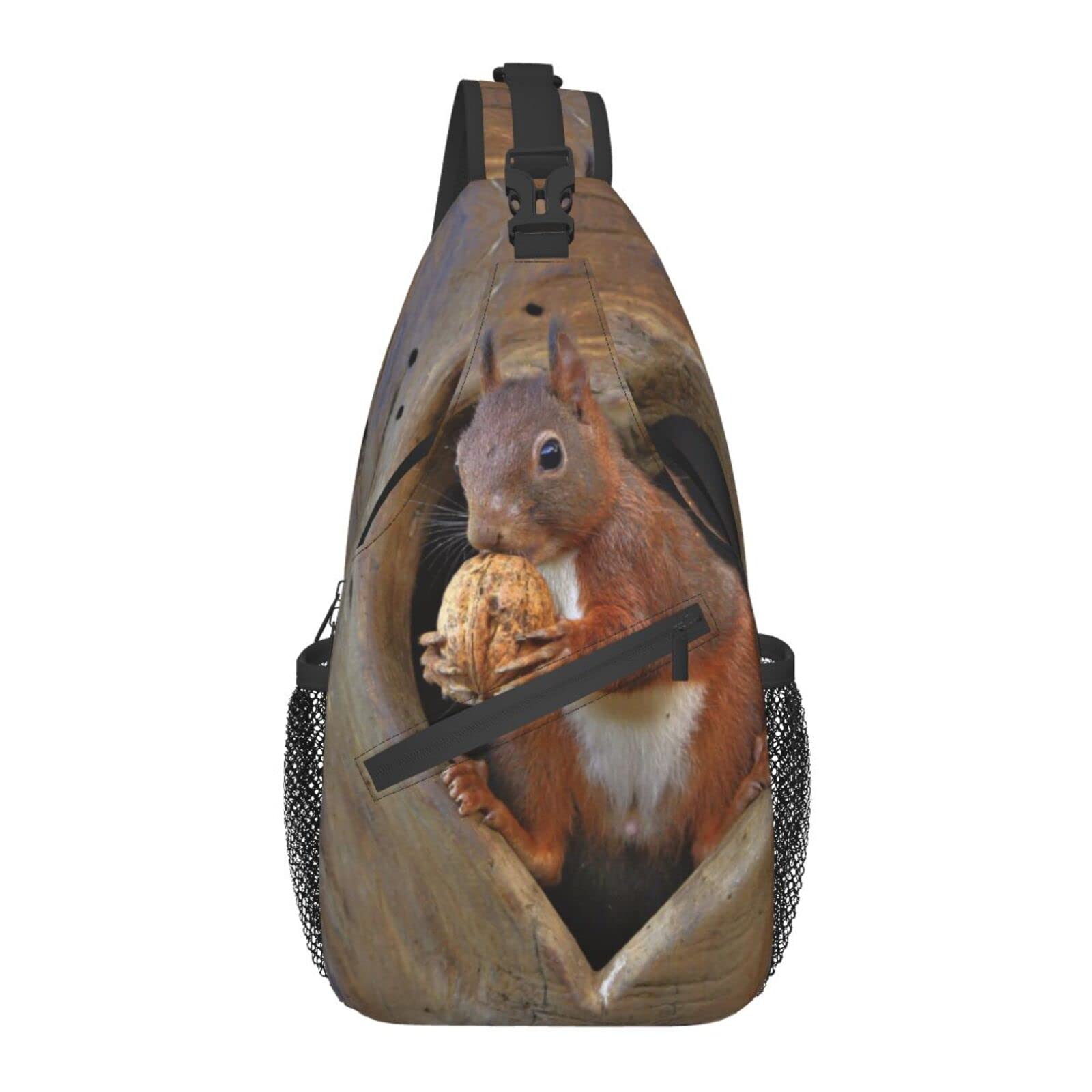 Adjustable Lightweight Chestnut Squirrel Sling Bag - Crossbody Shoulder Backpack for Men & Women - Perfect for Travel, Hiking, Gym, Biking & Camping - Durable Daypack for Outdoor Adventures & Casual Use