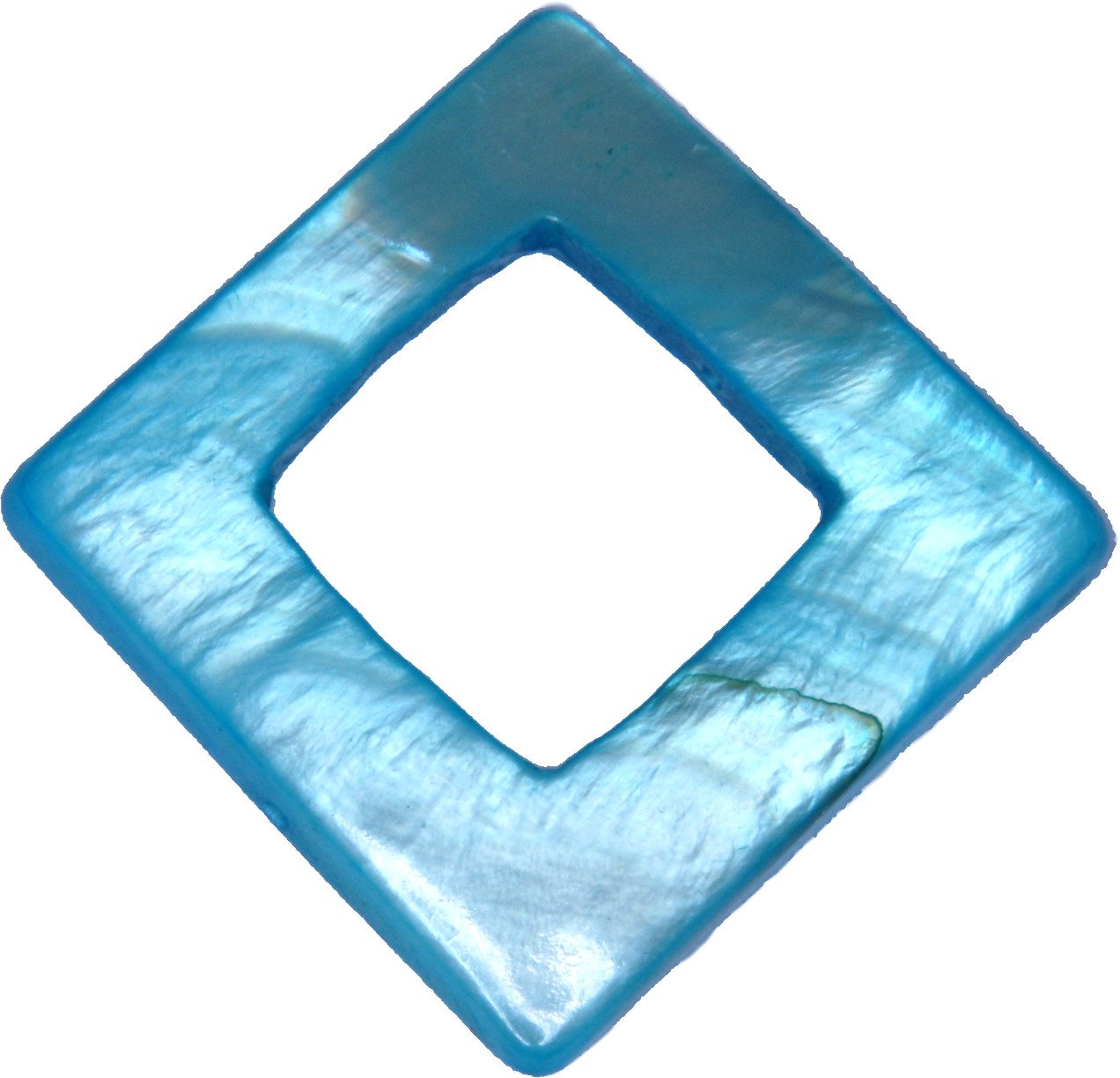 25mm Teal Blue Square Donut Shell Focal Bead for Jewelry Making - DIY Necklace, Bracelet & Craft Projects