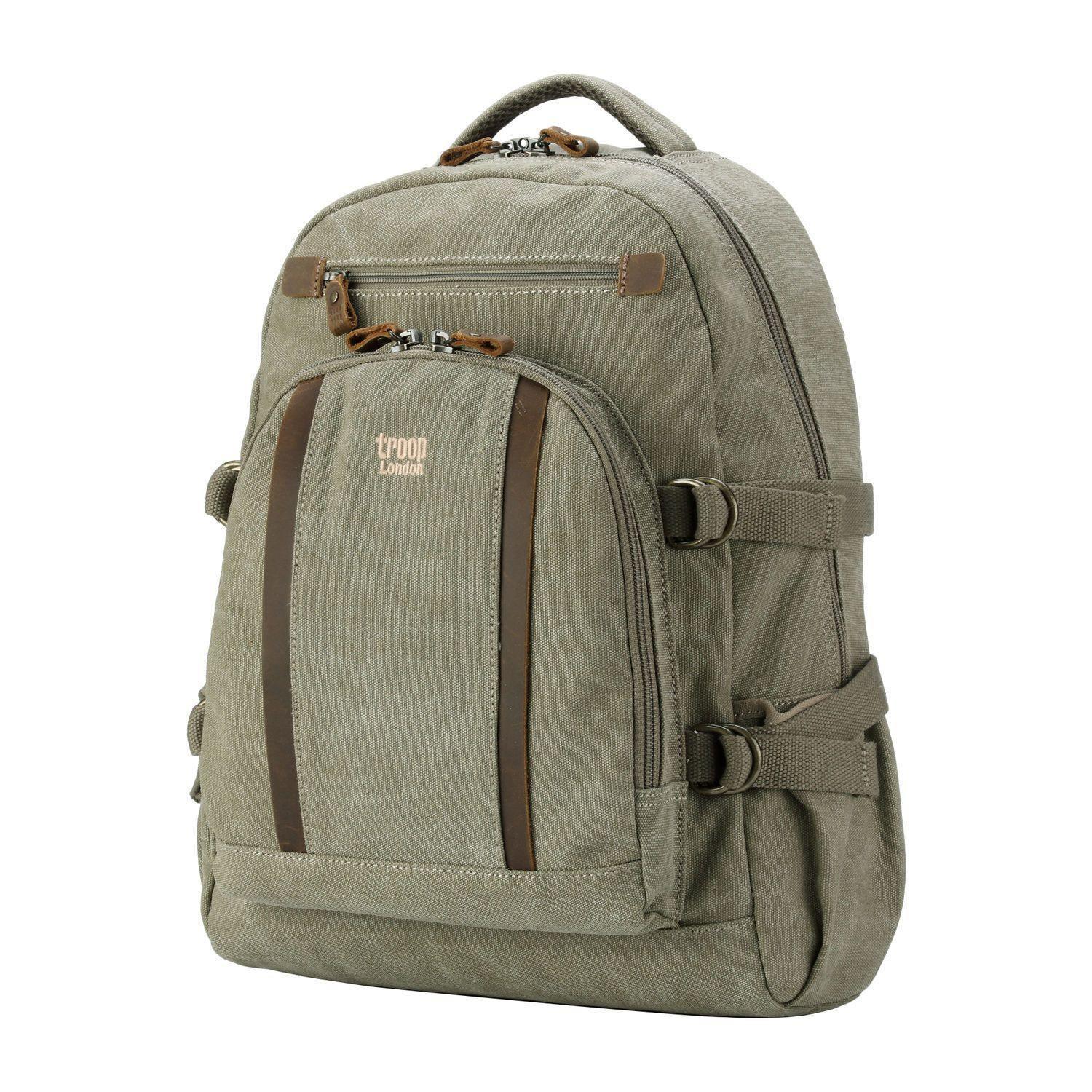 TRP0257 Troop London Classic Canvas Laptop Backpack - Large 15.6 Inch Waterproof Travel Backpack for Men & Women - Perfect for Work, School, College & Business Trips