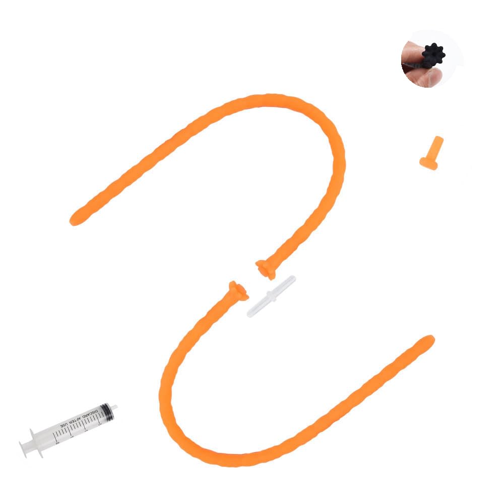 2 Pcs Silicone Urethral Sounds Beads Set with Syringe - Hollow Urinary Dilator & Plugs for Men, 8mm Urethra Masturbation Rod & Bladder Stimulation Sex Toy - Perfect for Sensual Exploration & Adult Play