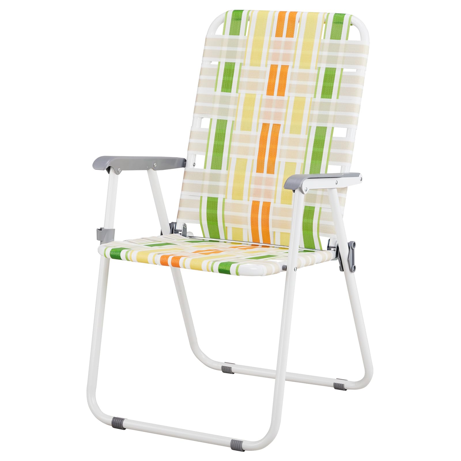 2 Pack Light Green Folding Lawn Chairs - Portable Outdoor Patio, Beach & Camping Chairs with Webbed Design for Backyard, Garden, Picnic and Poolside Relaxation