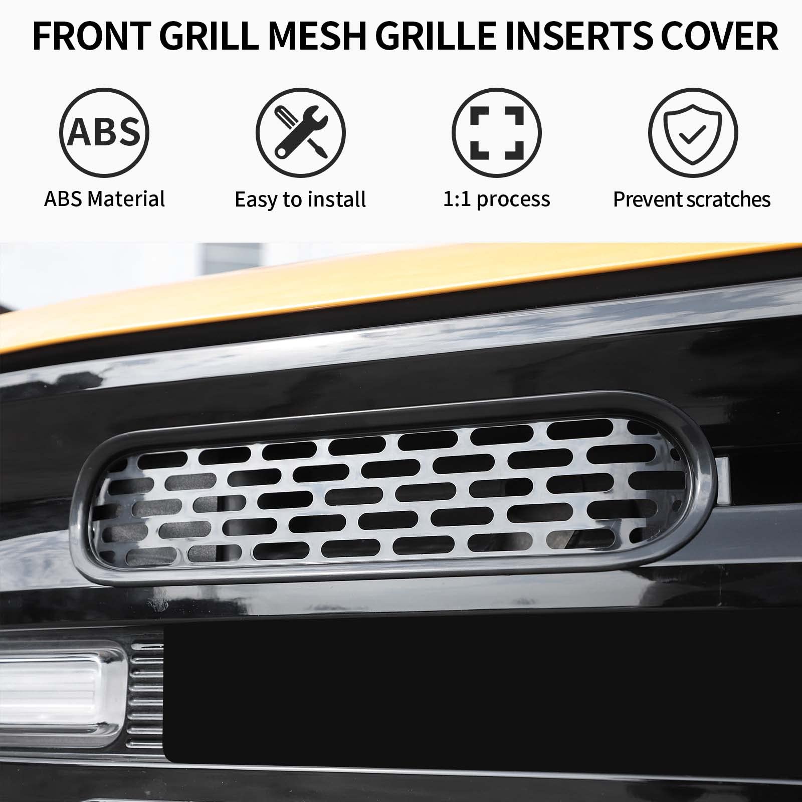 Black Front Grill Mesh Grille Inserts Cover Frame Trims Kit 6Pcs for Ford Bronco 2021-2024 2/4 Door - Exterior Accessories & Car Styling Upgrade for Off-Road & Urban Driving
