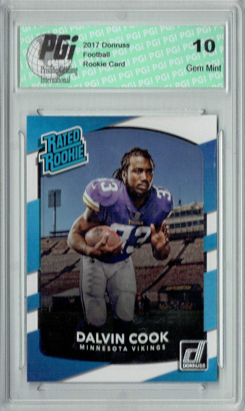 2017 Donruss #343 Dalvin Cook Rated Rookie Football Card PGI 10 - Unsigned NFL Collectible for Sports Memorabilia Fans & Card Collectors - Perfect for Display, Investment or Trading
