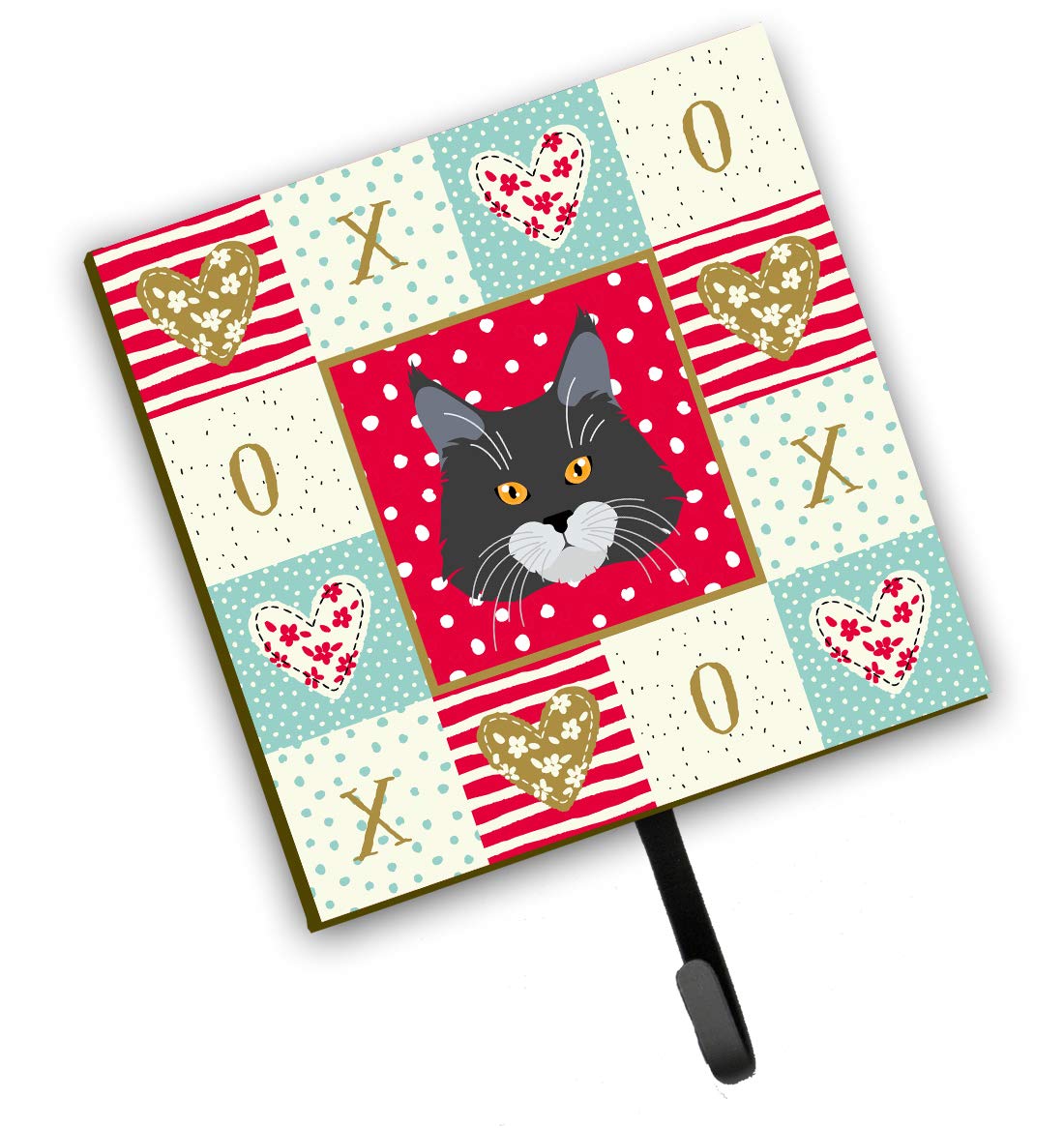 Maine Coon Cat Love Leash & Key Holder Hooks - Colorful Wall Decor for Pet Lovers - Perfect for Home, Office & Gift Giving