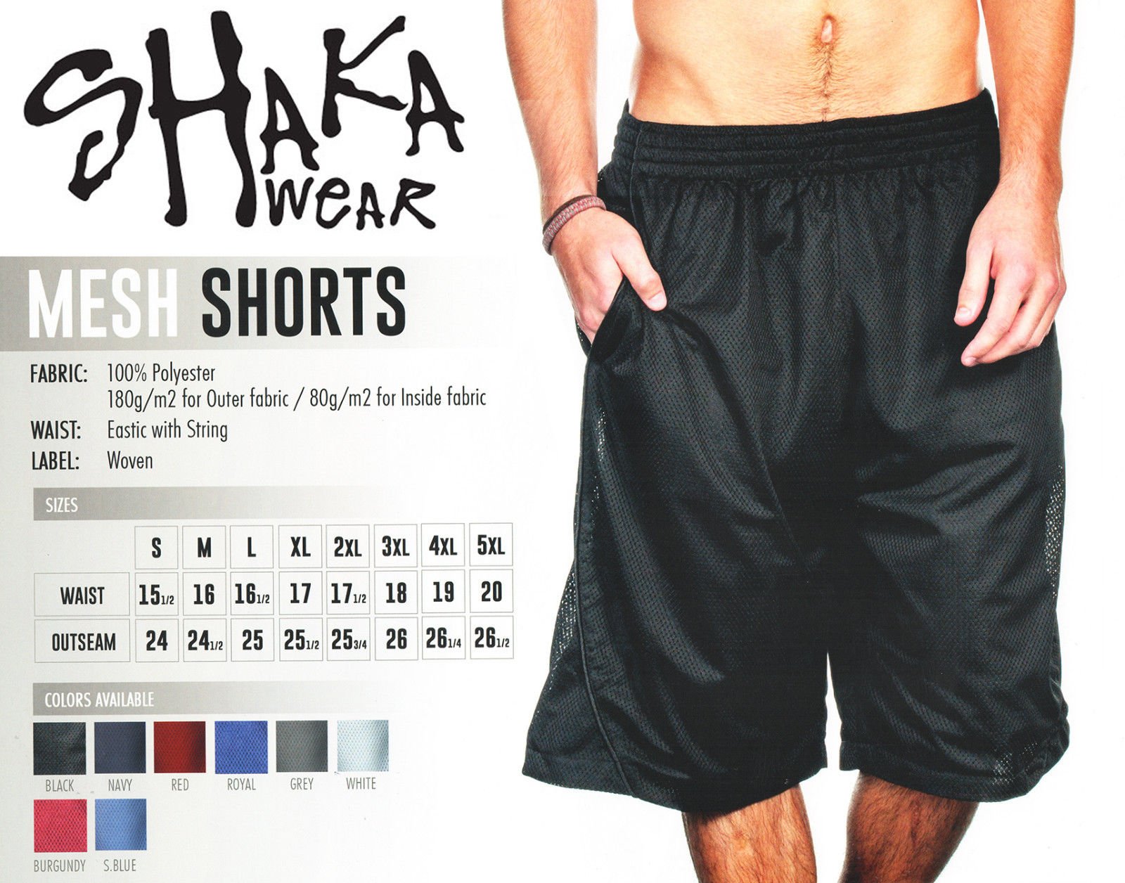 Shaka Wear Men's Basketball Shorts - Breathable Mesh Gym Shorts with Pockets for Workout, Running & Sports | Comfortable Athletic Pants for Men S-5XL | Perfect for Basketball, Training & Casual Wear