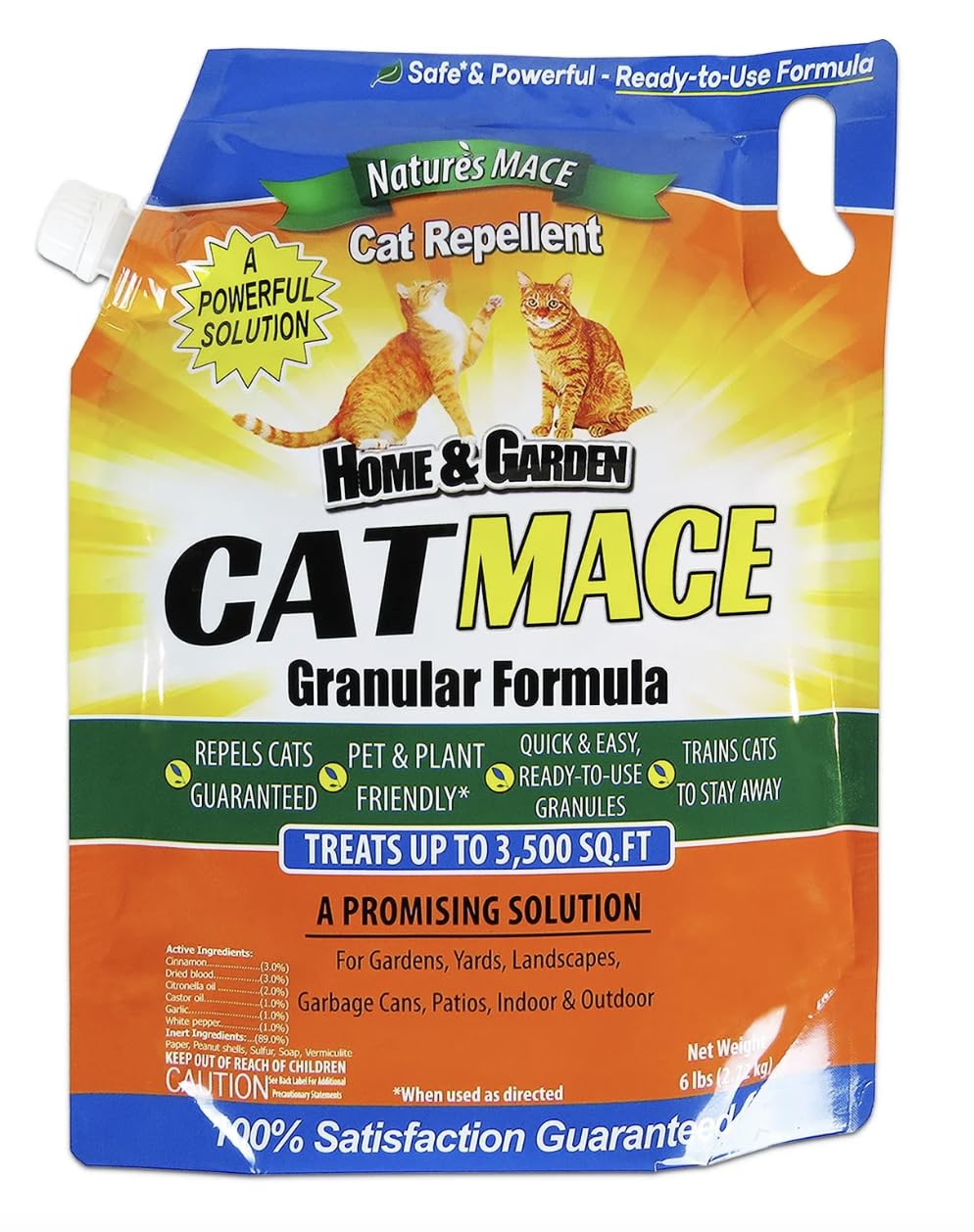 Cat MACE 6lb Granules - Effective Outdoor Cat Repellent for Yards, Gardens & Plants | No-Dig Deterrent & Training Tool | Safe for People, Pets & Landscaping | Perfect for Protecting Flower Beds, Lawns & Vegetable Gardens