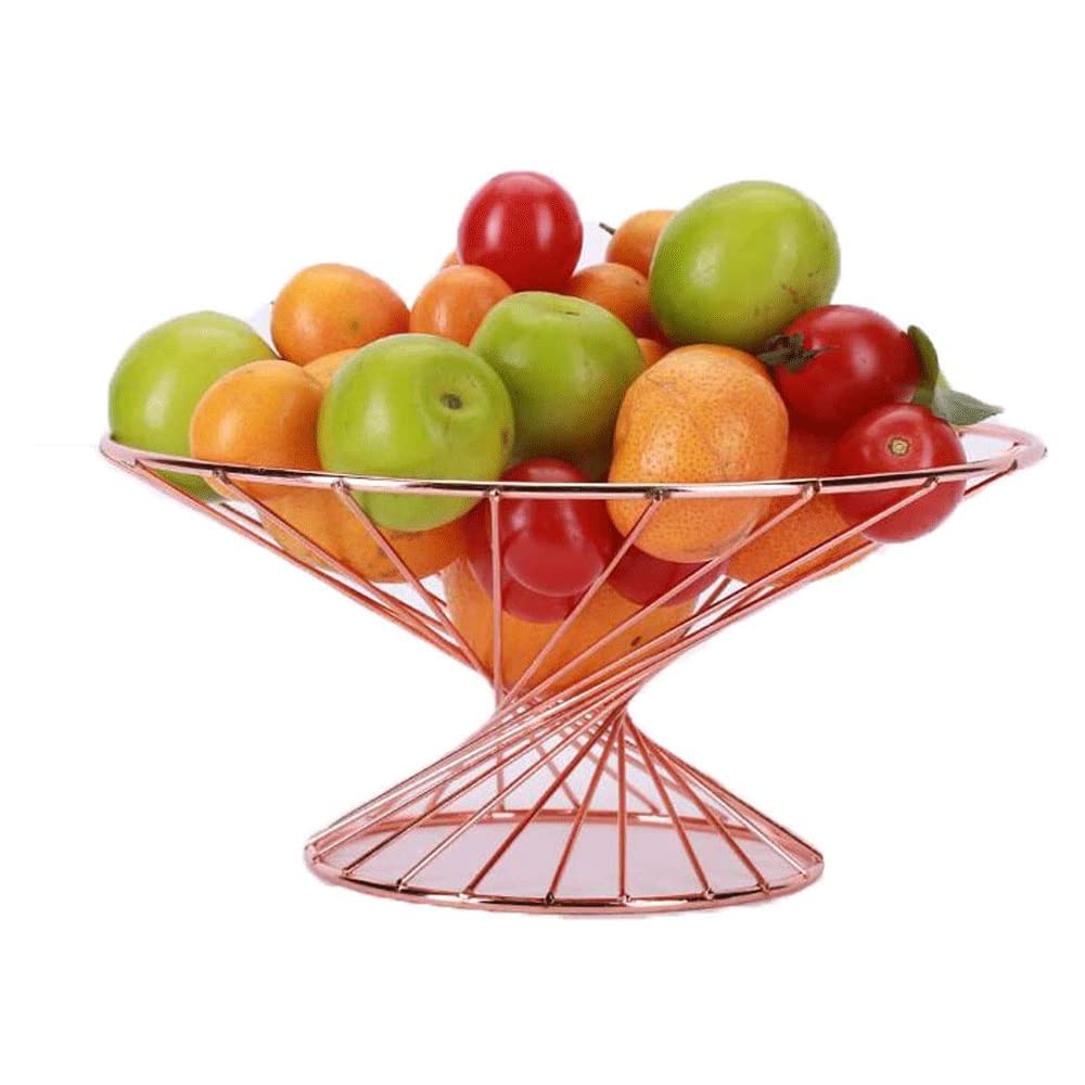 KeZaiZHe Large Round Black Metal Fruit Basket - Creative Countertop Decorative Centerpiece for Fruits, Vegetables, Bread, Candy & Household Items | Perfect for Kitchen, Dining Table, Party Serving & Home Decor (Color: Black)