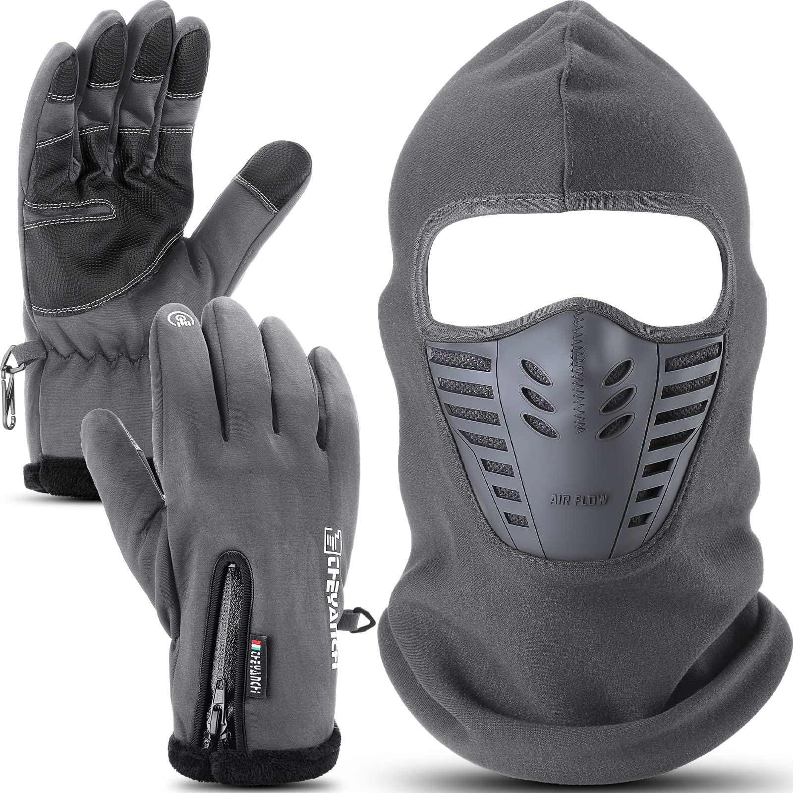 Breathable Winter Balaclava Face Mask & Touch Screen Ski Gloves Set - Full Face Cover for Men & Women - Perfect for Skiing, Snowboarding, Motorcycle Riding & Outdoor Winter Activities