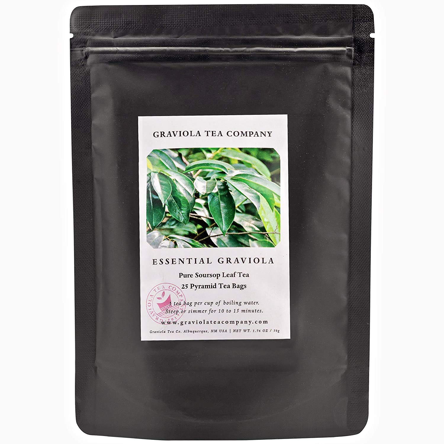 100% Pure Soursop Tea Bags - Essential Graviola Herbal Tea, 25 Count | Natural Immune Support & Relaxation, Perfect for Daily Wellness & Stress Relief
