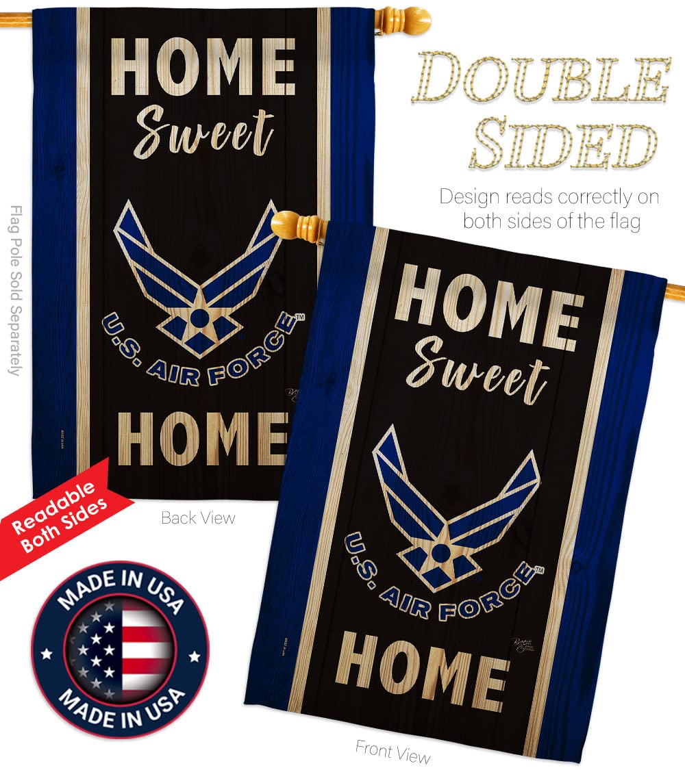 Breeze Decor Home Sweet Air House Flag Set - USAF Armed Forces American Military Veteran Retiree Official Decoration Banner - Double-Sided Made in USA - Perfect for Garden, Yard, and Patriotic Home Decor