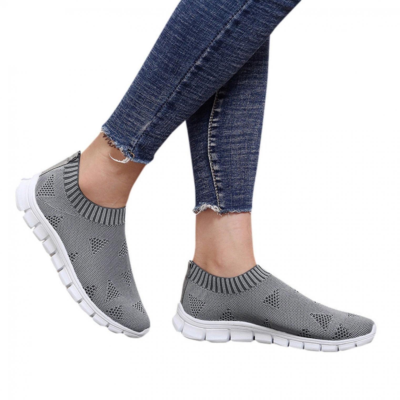 Trilanme Women's Slip-On Breathable Mesh Sneakers - Lightweight Walking Shoes with Non-Slip Sole for Tennis, Athletic Training & Casual Wear | Comfortable Platform Loafers for Sports, Gym & Everyday Use